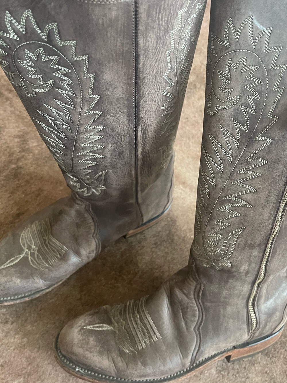 1883 Lucchese Brown Embroidered Leather Heeled Boots